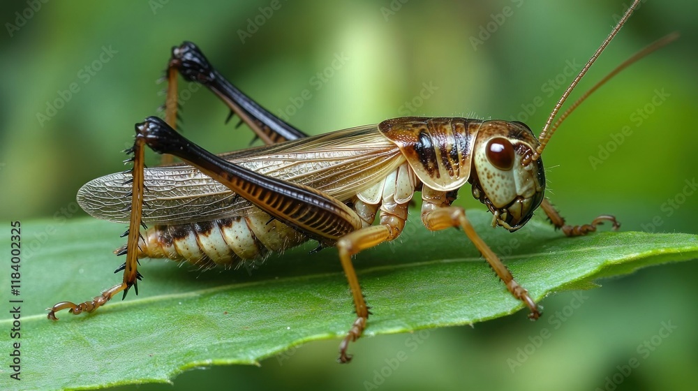 Macro Photography of a Grasshopper on a Leaf Macro Photography of a Grasshopper on a Leaf