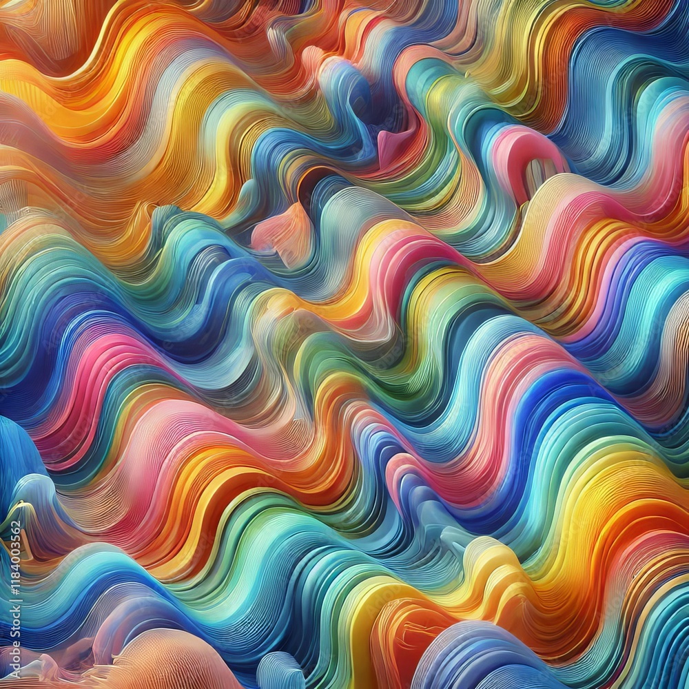 Vibrant colorful wavy abstract background of textured translucent fabric layers
Vibrant colorful wavy abstract background of textured translucent fabric layers
