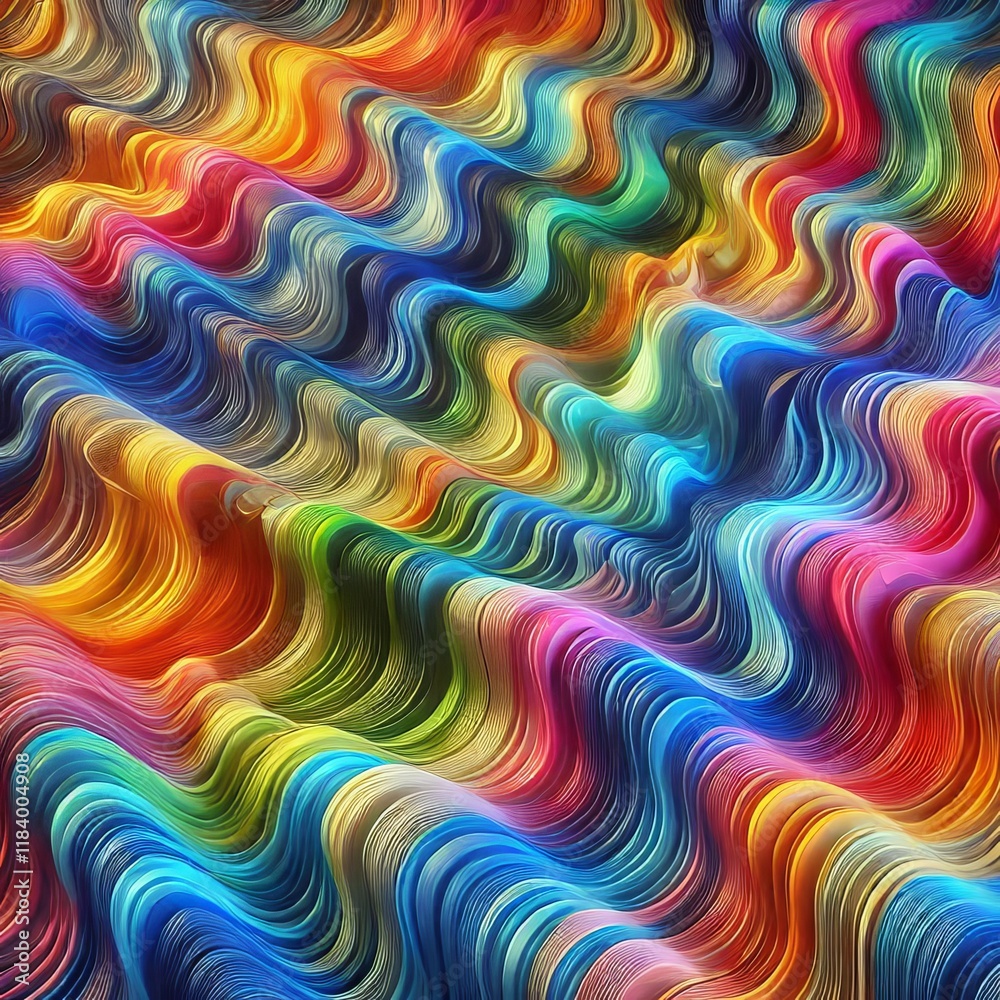 Vibrant colorful wavy abstract background of textured translucent fabric layers
Vibrant colorful wavy abstract background of textured translucent fabric layers