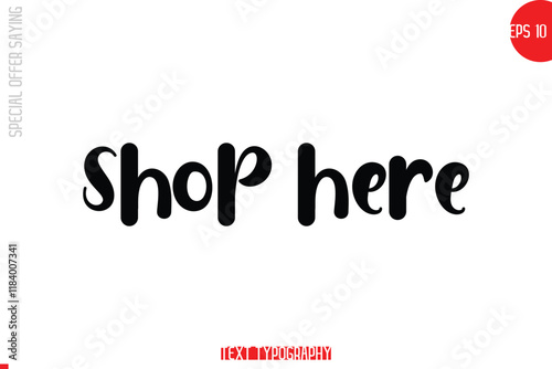Shop Here Special Offer Text Banner Design Typography Template