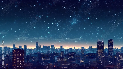 Wallpaper Mural A city skyline at night, with bright lights from buildings and street lamps creating a glowing haze in the sky. The sky above is filled with light pollution, obscuring the stars and illustrating  Torontodigital.ca