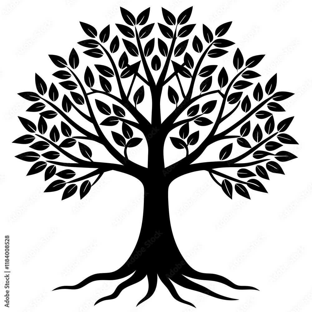 Fototapeta premium Beautiful tree silhouette vector white background