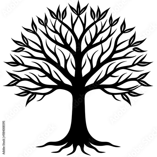 Beautiful tree silhouette vector white background

