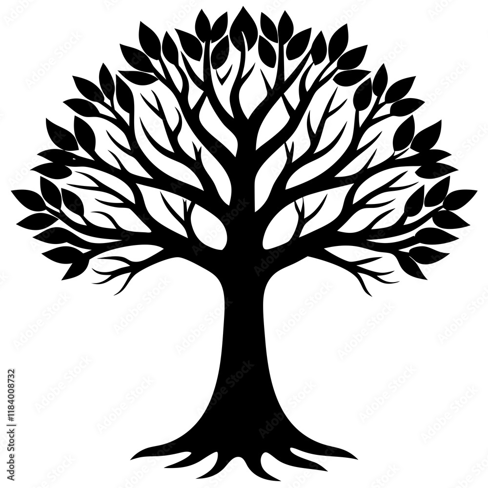 Obraz premium Beautiful tree silhouette vector white background 