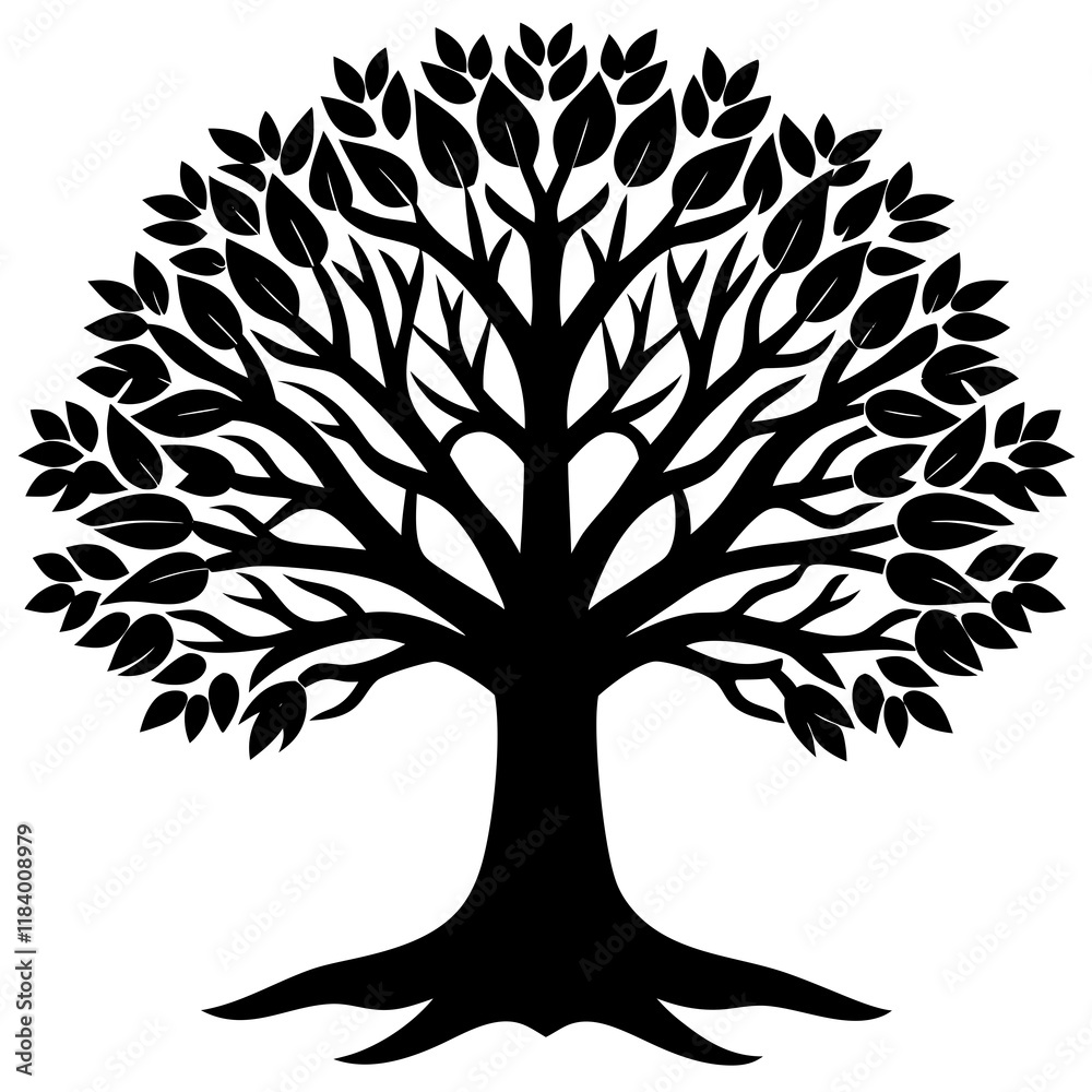 Obraz premium Beautiful tree silhouette vector white background 