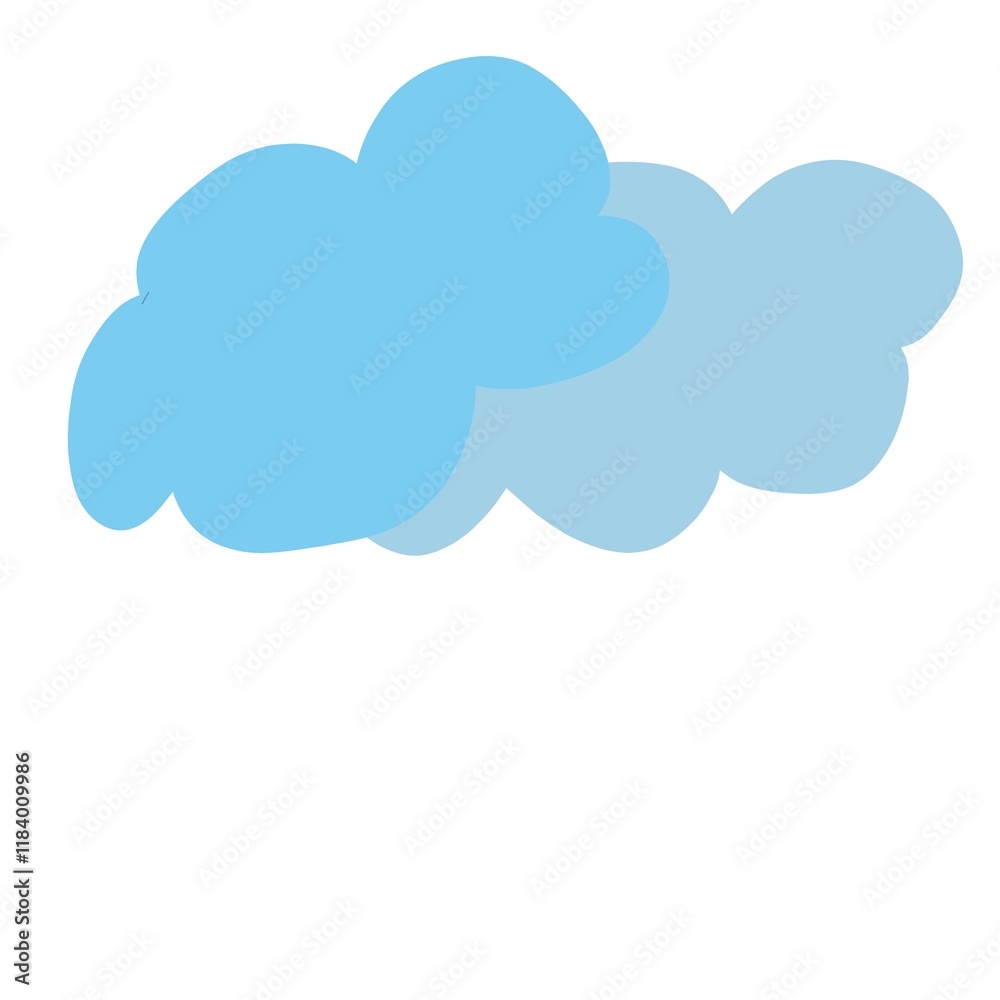 Draw cartoonish blue clouds on a white background Draw cartoonish blue clouds on a white background