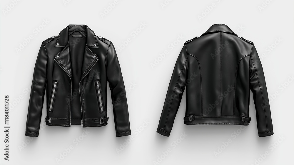 Naklejka premium Classic black leather jacket mockup in versatile design for modern fashion