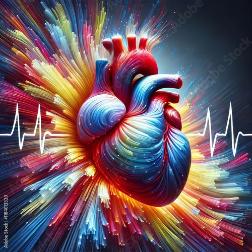 Euphoria A dynamic heart with a fast energetic pulse Vibrant swi photo