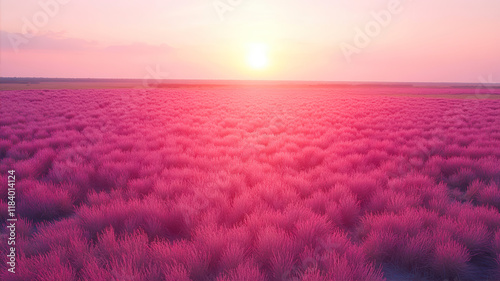 Vibrant Pink Flamingos Dancing Gracefully Under a Serene Sunset in a Breathtaking Coastal Paradise
