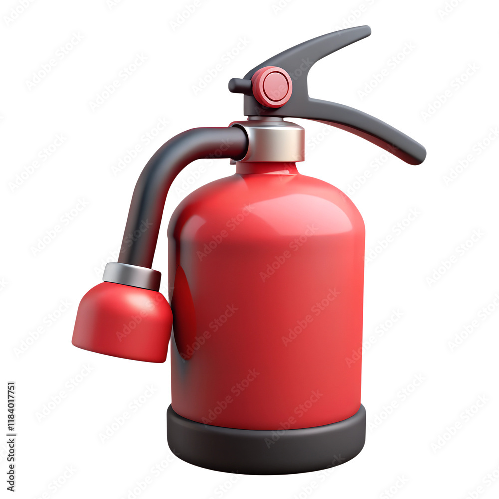 Fire extinguisher isolated on white background. 3d illustration in cartoon plastic style Fire extinguisher isolated on white background. 3d illustration in cartoon plastic style