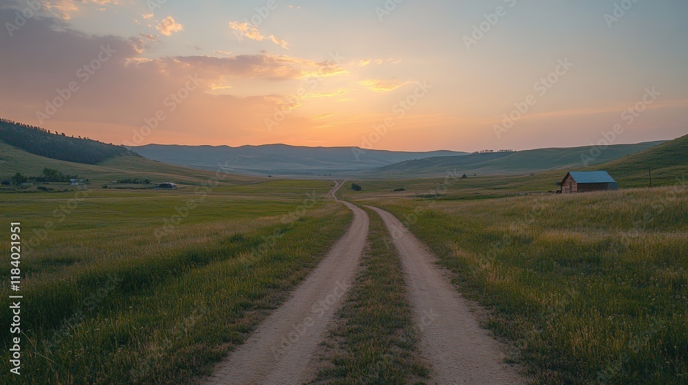 American horizon shot of a single road American horizon shot of a single road