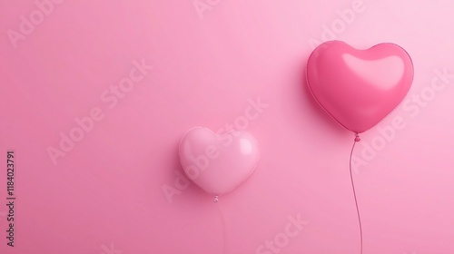 Wallpaper Mural Two Pink Heart-Shaped Balloons on Pastel Background, Minimalist Love and Romance Concept with Text Space Torontodigital.ca