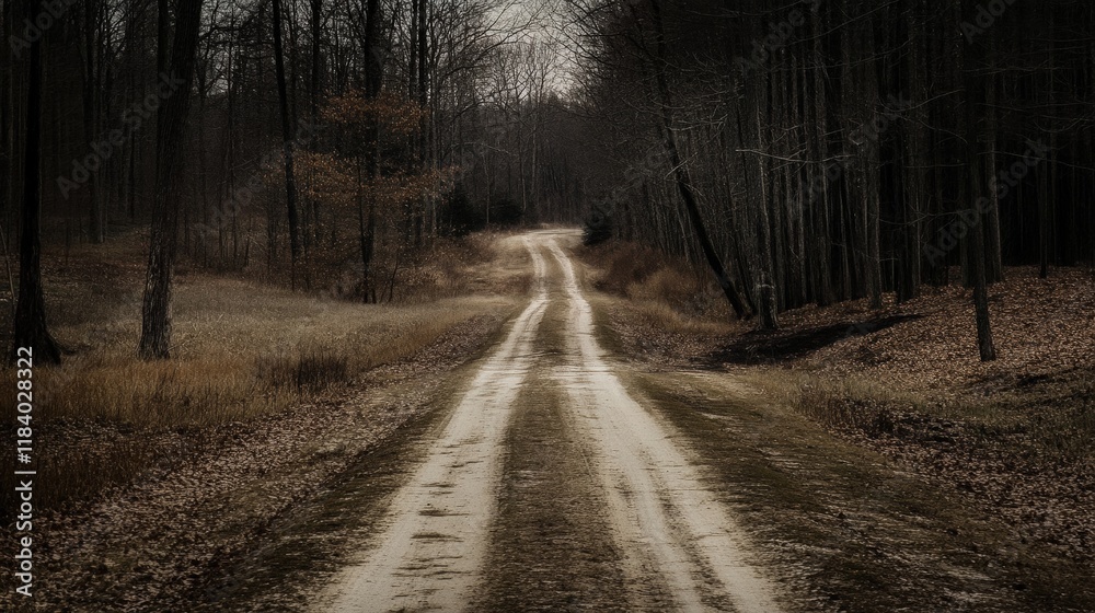 Naklejka premium American horizon shot of a single road