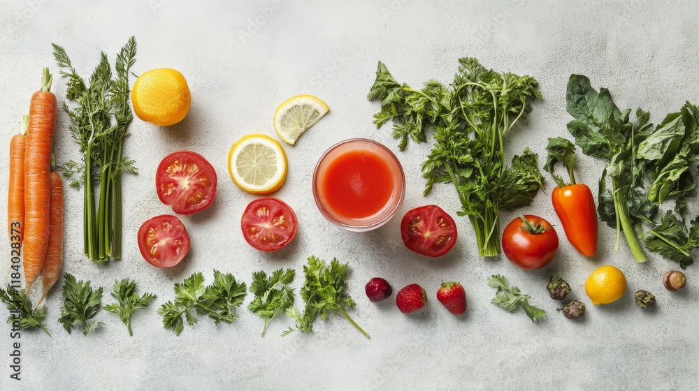 custom made wallpaper toronto digital Pure Vitality: Fresh Carrot Juice and Vegetables on Textured Surface