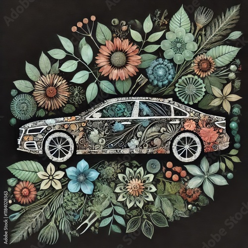 Floral Photogram Car — A photogram where the car’s silhouett photo