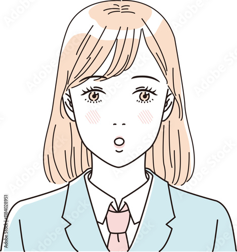 ビューティー　さわやかな制服の女子学生の上半身のイラストレーション