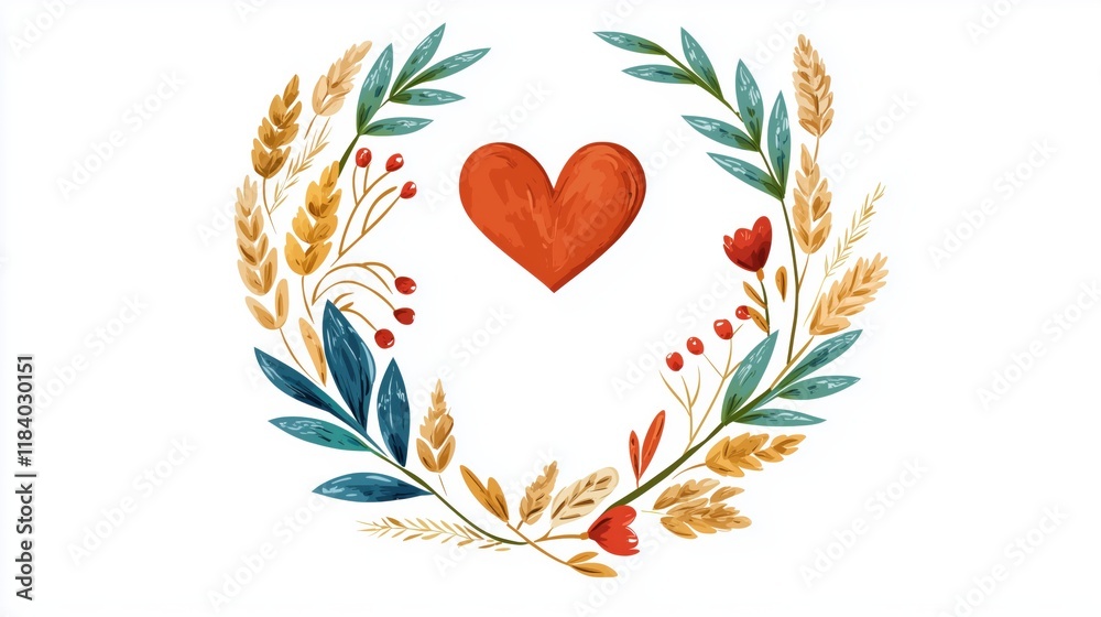 Rustic Heart Wreath: Natural Tones Valentine's Design Rustic Heart Wreath: Natural Tones Valentine's Design