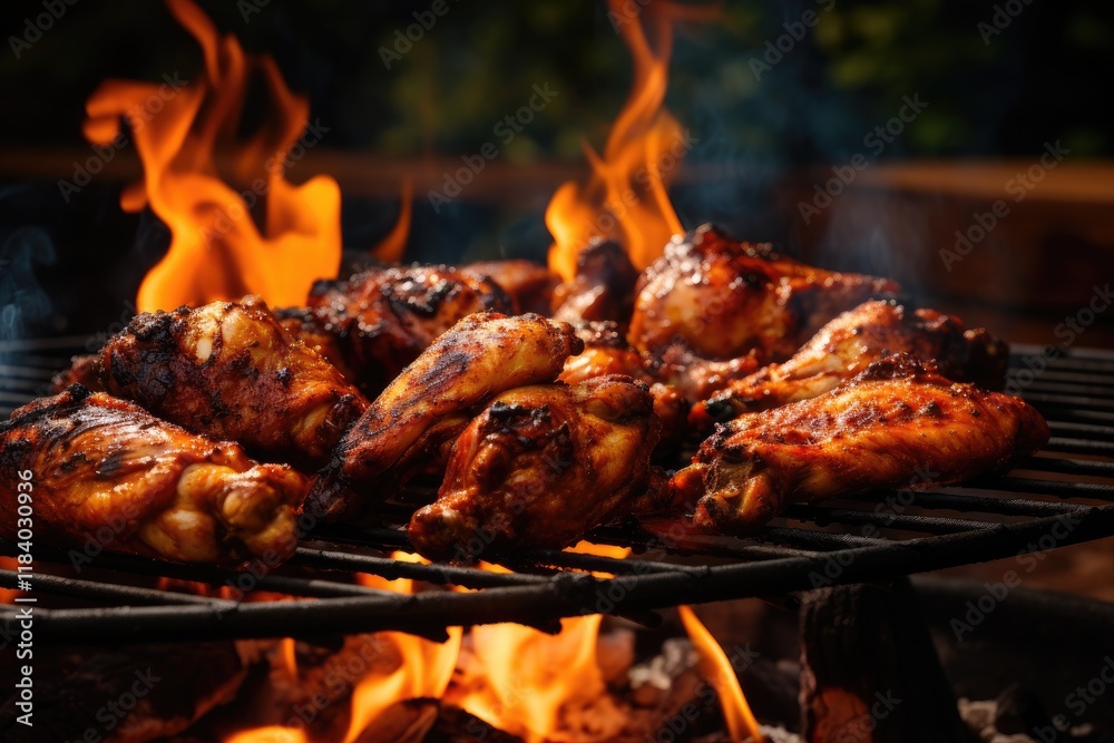 Flame grilled chicken legs and wings deliciously flavorful Flame grilled chicken legs and wings deliciously flavorful