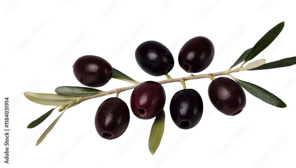 Fresh Dark Olives on Branch, Perfect for Food Photography isolated on white background Fresh Dark Olives on Branch, Perfect for Food Photography isolated on white background