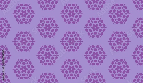 Seamless Lavender Floral Pattern with Abstract and Geometric Motifs.