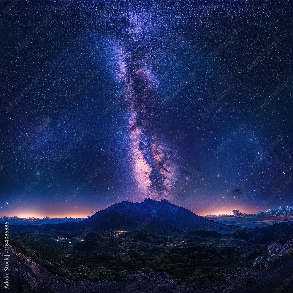 Breathtaking Night Sky with Milky Way Over Mountain Landscape Breathtaking Night Sky with Milky Way Over Mountain Landscape