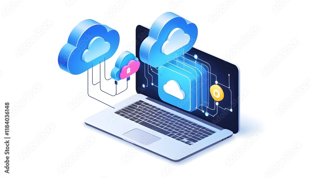Isometric Data Transfer and Cloud Storage Icon: Digital Service Representation with Network Connection for Websites Isometric Data Transfer and Cloud Storage Icon: Digital Service Representation with Network Connection for Websites