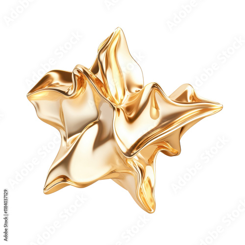 Liquid Gold Abstract:  A mesmerizing 3D render of molten gold, sculpted into an organic, abstract form.  Its fluid, dynamic shape evokes luxury, opulence, and the transformative power of imagination. photo