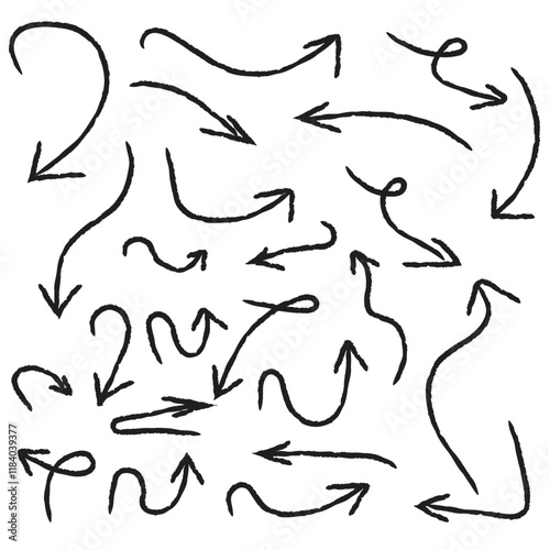 Arrows set hand made vector arrow on white background