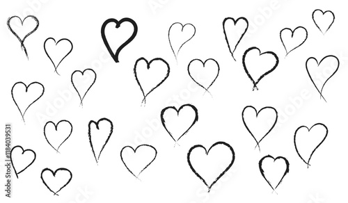 pattern with hearts vector hand made