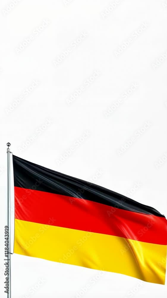 German flag waving over white background with copy space German flag waving over white background with copy space