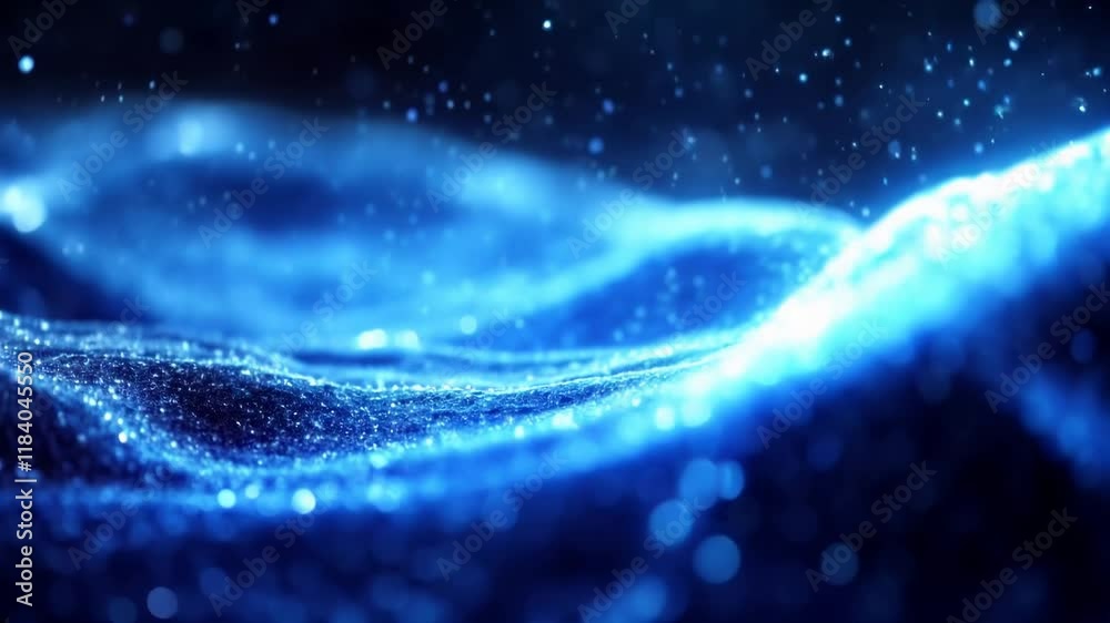 Abstract Blue Glitter Particle Background Animation Loop - Seamless 4K UHD Video Footage for Motion Graphics and Visual Effects