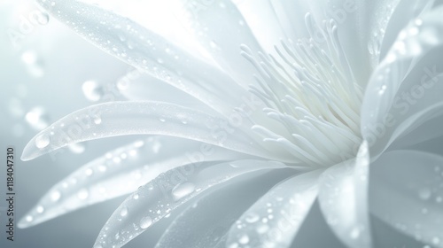 Soft White Lotus Flower with Dew Drops