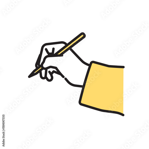 シンプル　イラスト　鉛筆を握る手