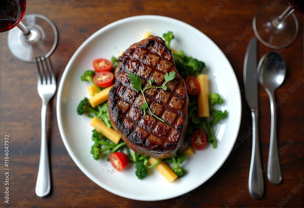 Savory Medium Rare Steak Plate with Roasted Vegetables and Gravy, Perfect for Dinner
Savory Medium Rare Steak Plate with Roasted Vegetables and Gravy, Perfect for Dinner