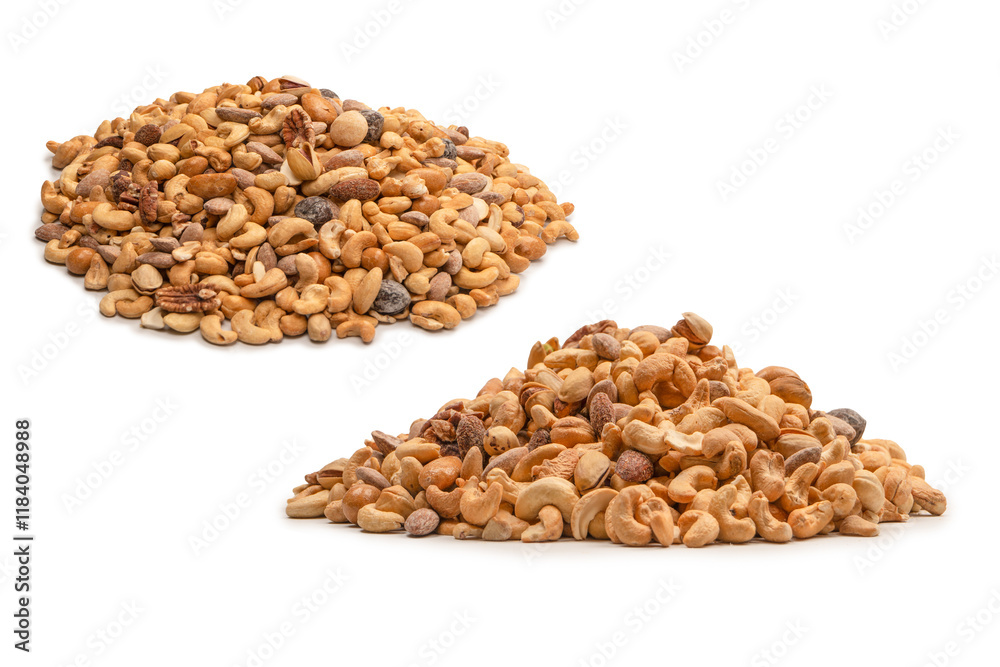 A group of almonds, pistachios, walnuts, macadamia, cashews. A group of almonds, pistachios, walnuts, macadamia, cashews.
