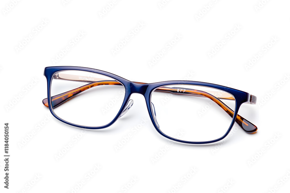 Fototapeta premium A pair of classic, black-rimmed eyeglasses isolated on white background