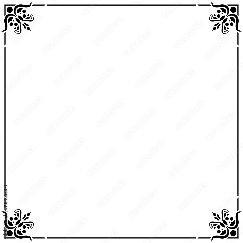 Decorative frame and border, Square frame, Black and white, Vector illustration Decorative frame and border, Square frame, Black and white, Vector illustration