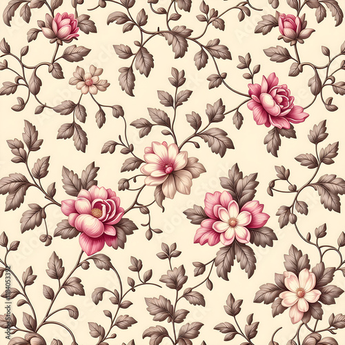 Wallpaper Mural seamless pattern with flowers Torontodigital.ca