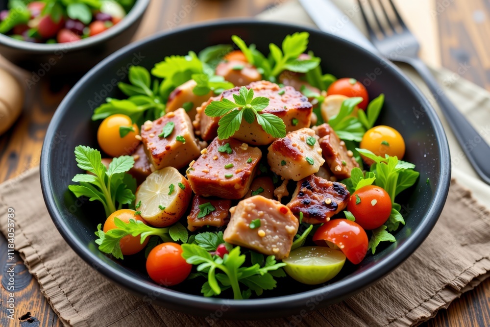 Delicious Grilled Chicken Salad with Cherry Tomatoes Lemon and Fresh Herbs Delicious Grilled Chicken Salad with Cherry Tomatoes Lemon and Fresh Herbs