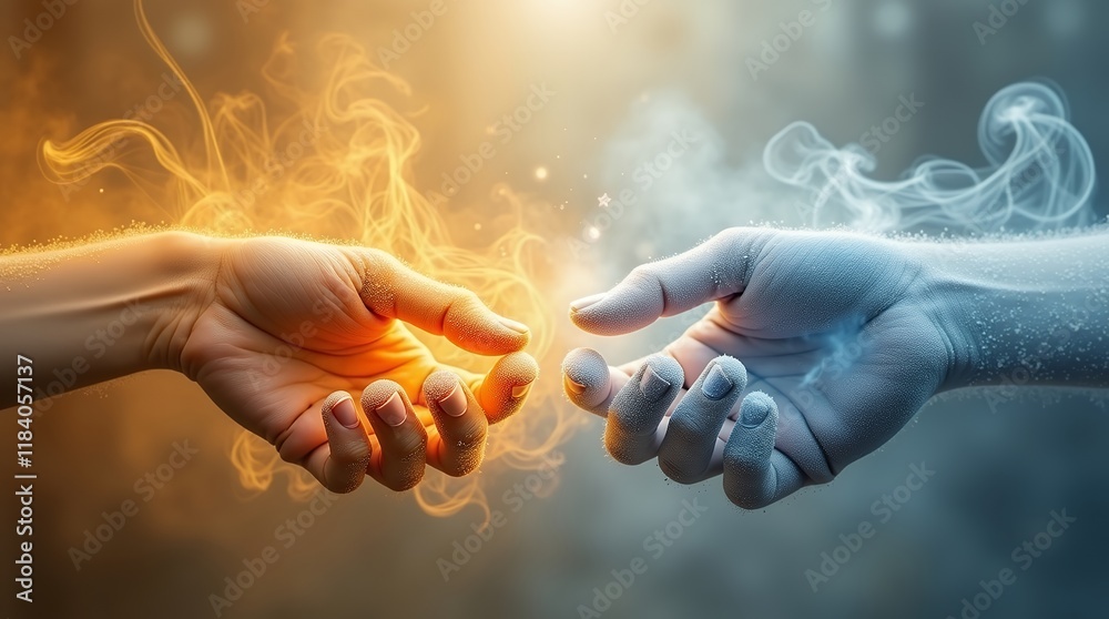The Harmony of Opposites: A Surreal Encounter of Fire and Ice