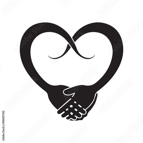 hand holding heart silhoutee  Vector  photo