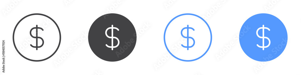 Dollar icon vector symbol outline sign Dollar icon vector symbol outline sign