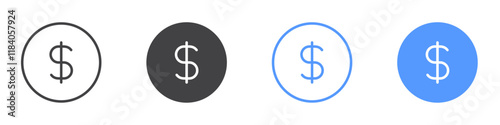 Dollar icon vector symbol outline sign