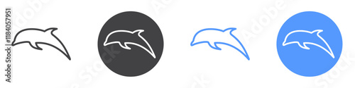 Dolphine icon vector symbol outline sign