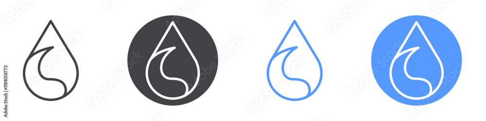 Fire and water icon vector symbol outline sign Fire and water icon vector symbol outline sign