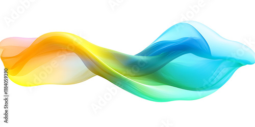 Dynamic Gradient Ribbon in Vibrant Blue, Green, and Yellow on Transparent Background,3D Brushstroke gradient texture brush,smooth wave in a gradient of blue, green, and yellow, abstract ribbon,vibrant