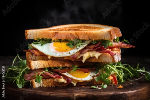 Fresh and healthy sandwich with eggs bacon and fresh indiegrends toasted photo