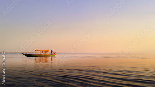 boat at sunset