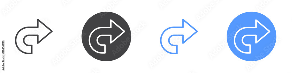 Redo icon vector symbol outline sign Redo icon vector symbol outline sign
