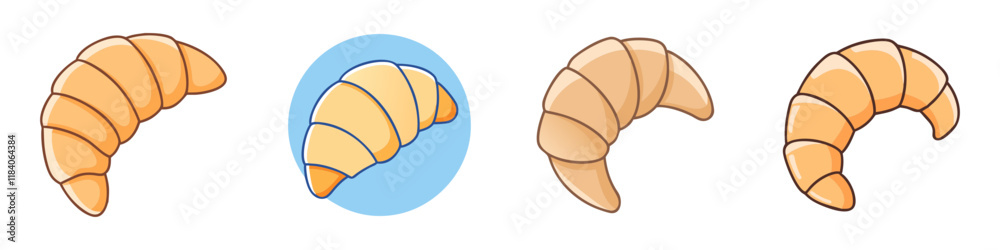 croissant vector icon, foods vector illustration - simple illustration of croissant perfect for logos, and foods-themed designs. croissant vector icon, foods vector illustration - simple illustration of croissant perfect for logos, and foods-themed designs.